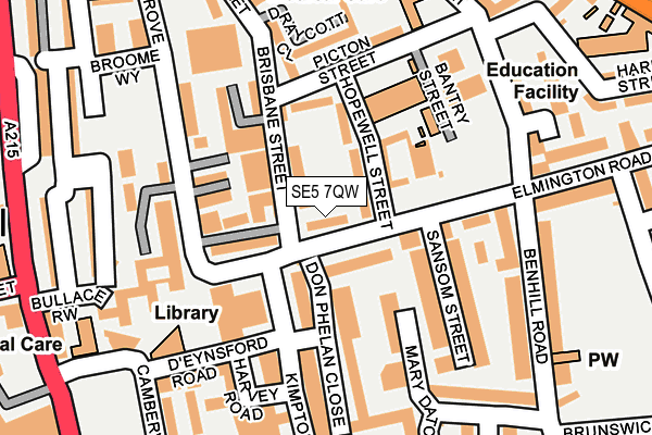 SE5 7QW map - OS OpenMap – Local (Ordnance Survey) SE5 7QW map - OS OpenMap – Local (Ordnance Survey)