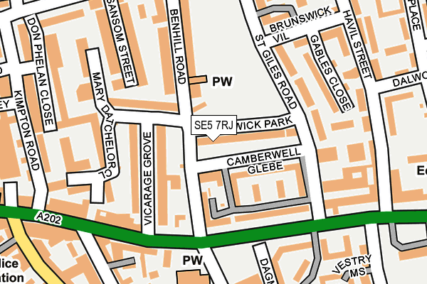 SE5 7RJ map - OS OpenMap – Local (Ordnance Survey) SE5 7RJ map - OS OpenMap – Local (Ordnance Survey)