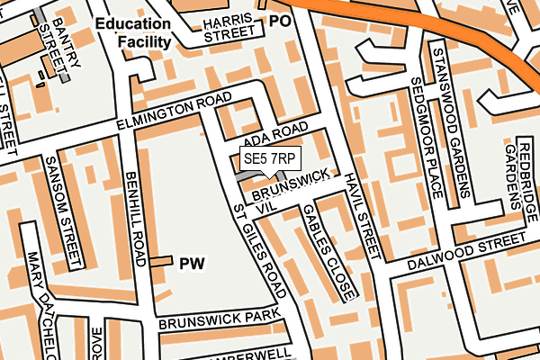 SE5 7RP map - OS OpenMap – Local (Ordnance Survey) SE5 7RP map - OS OpenMap – Local (Ordnance Survey)