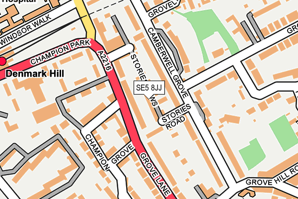 SE5 8JJ map - OS OpenMap – Local (Ordnance Survey) SE5 8JJ map - OS OpenMap – Local (Ordnance Survey)