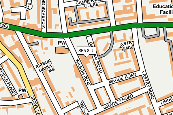 SE5 8LU map - OS OpenMap – Local (Ordnance Survey) SE5 8LU map - OS OpenMap – Local (Ordnance Survey)
