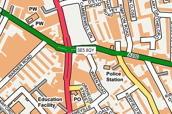 SE5 8QY map - OS OpenMap – Local (Ordnance Survey) SE5 8QY map - OS OpenMap – Local (Ordnance Survey)