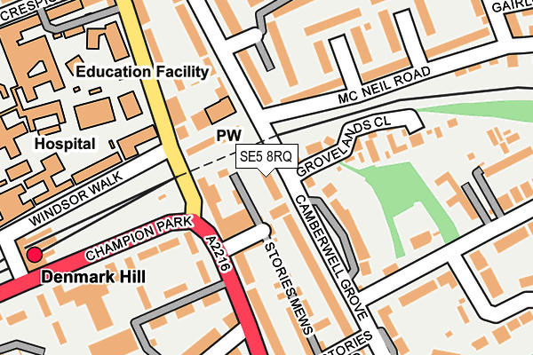 SE5 8RQ map - OS OpenMap – Local (Ordnance Survey) SE5 8RQ map - OS OpenMap – Local (Ordnance Survey)