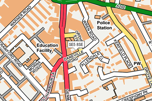 SE5 8SE map - OS OpenMap – Local (Ordnance Survey)