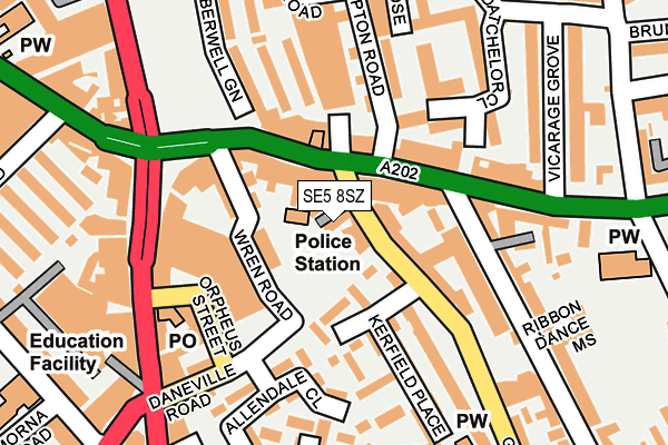 SE5 8SZ map - OS OpenMap – Local (Ordnance Survey)