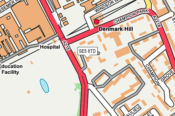 SE5 8TD map - OS OpenMap – Local (Ordnance Survey) SE5 8TD map - OS OpenMap – Local (Ordnance Survey)