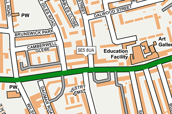 SE5 8UA map - OS OpenMap – Local (Ordnance Survey) SE5 8UA map - OS OpenMap – Local (Ordnance Survey)