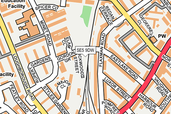 SE5 9DW map - OS OpenMap – Local (Ordnance Survey) SE5 9DW map - OS OpenMap – Local (Ordnance Survey)
