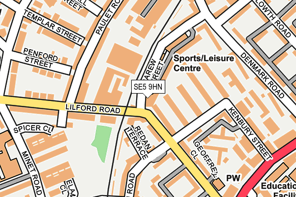 SE5 9HN map - OS OpenMap – Local (Ordnance Survey) SE5 9HN map - OS OpenMap – Local (Ordnance Survey)