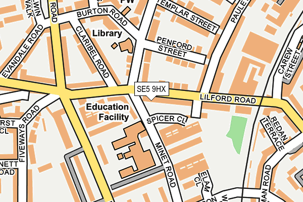 SE5 9HX map - OS OpenMap – Local (Ordnance Survey) SE5 9HX map - OS OpenMap – Local (Ordnance Survey)