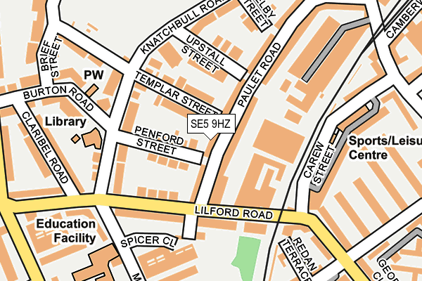 SE5 9HZ map - OS OpenMap – Local (Ordnance Survey) SE5 9HZ map - OS OpenMap – Local (Ordnance Survey)