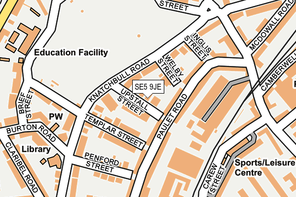 SE5 9JE map - OS OpenMap – Local (Ordnance Survey) SE5 9JE map - OS OpenMap – Local (Ordnance Survey)
