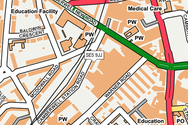 SE5 9JJ map - OS OpenMap – Local (Ordnance Survey) SE5 9JJ map - OS OpenMap – Local (Ordnance Survey)