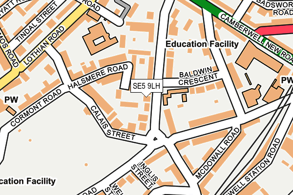 SE5 9LH map - OS OpenMap – Local (Ordnance Survey) SE5 9LH map - OS OpenMap – Local (Ordnance Survey)