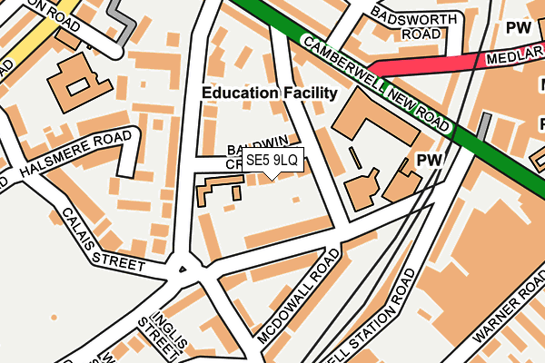 SE5 9LQ map - OS OpenMap – Local (Ordnance Survey) SE5 9LQ map - OS OpenMap – Local (Ordnance Survey)