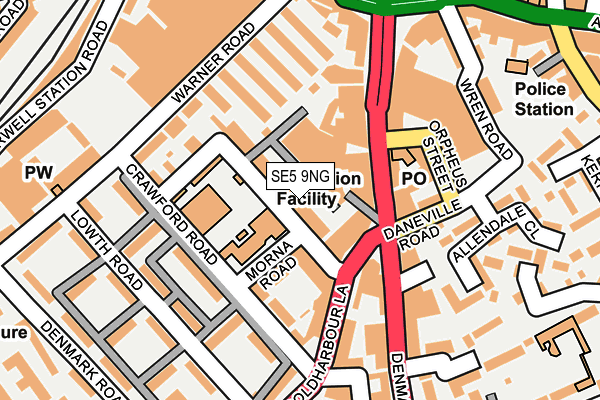 SE5 9NG map - OS OpenMap – Local (Ordnance Survey)