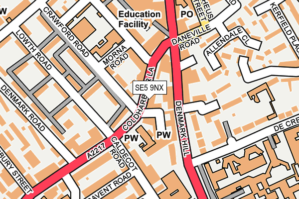 SE5 9NX map - OS OpenMap – Local (Ordnance Survey) SE5 9NX map - OS OpenMap – Local (Ordnance Survey)