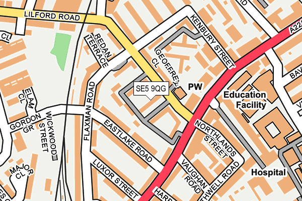 SE5 9QG map - OS OpenMap – Local (Ordnance Survey) SE5 9QG map - OS OpenMap – Local (Ordnance Survey)