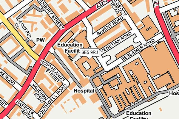 SE5 9RJ map - OS OpenMap – Local (Ordnance Survey) SE5 9RJ map - OS OpenMap – Local (Ordnance Survey)