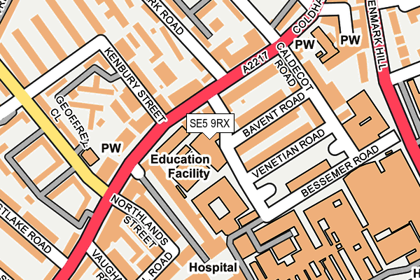 SE5 9RX map - OS OpenMap – Local (Ordnance Survey) SE5 9RX map - OS OpenMap – Local (Ordnance Survey)