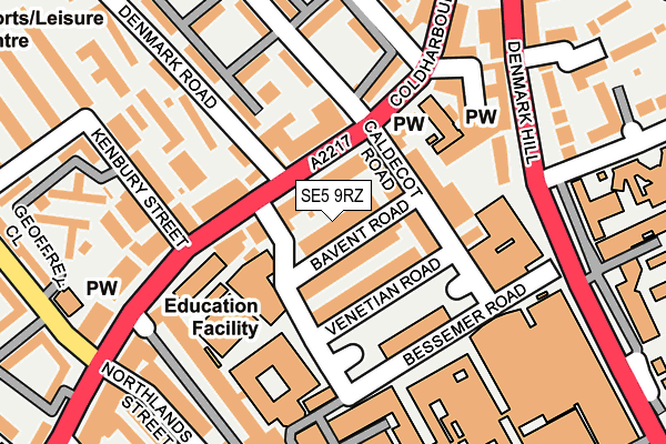 SE5 9RZ map - OS OpenMap – Local (Ordnance Survey) SE5 9RZ map - OS OpenMap – Local (Ordnance Survey)
