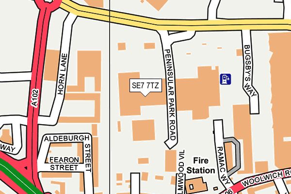 SE7 7TZ map - OS OpenMap – Local (Ordnance Survey)