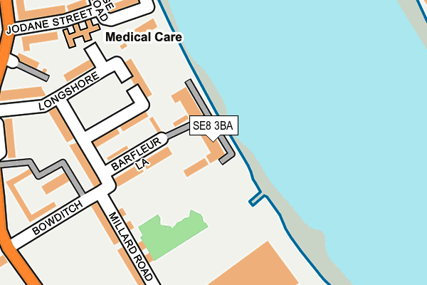 SE8 3BA map - OS OpenMap – Local (Ordnance Survey) SE8 3BA map - OS OpenMap – Local (Ordnance Survey)