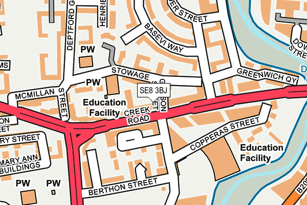 SE8 3BJ map - OS OpenMap – Local (Ordnance Survey) SE8 3BJ map - OS OpenMap – Local (Ordnance Survey)