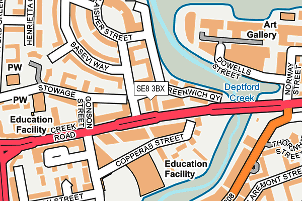 SE8 3BX map - OS OpenMap – Local (Ordnance Survey) SE8 3BX map - OS OpenMap – Local (Ordnance Survey)