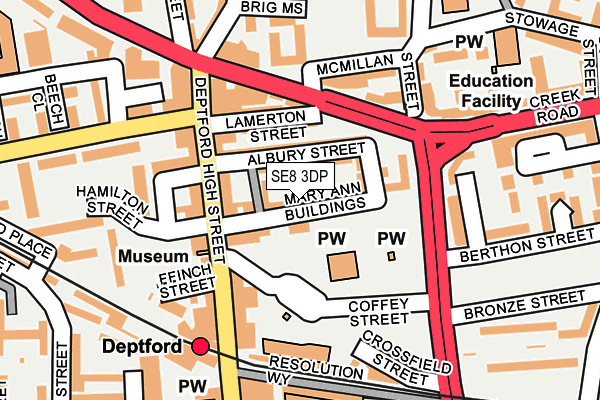 SE8 3DP map - OS OpenMap – Local (Ordnance Survey) SE8 3DP map - OS OpenMap – Local (Ordnance Survey)