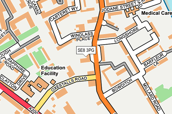 SE8 3PG map - OS OpenMap – Local (Ordnance Survey) SE8 3PG map - OS OpenMap – Local (Ordnance Survey)