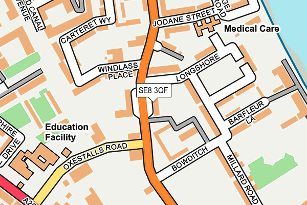 SE8 3QF map - OS OpenMap – Local (Ordnance Survey) SE8 3QF map - OS OpenMap – Local (Ordnance Survey)