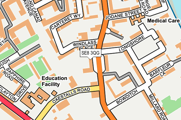 SE8 3QG map - OS OpenMap – Local (Ordnance Survey) SE8 3QG map - OS OpenMap – Local (Ordnance Survey)