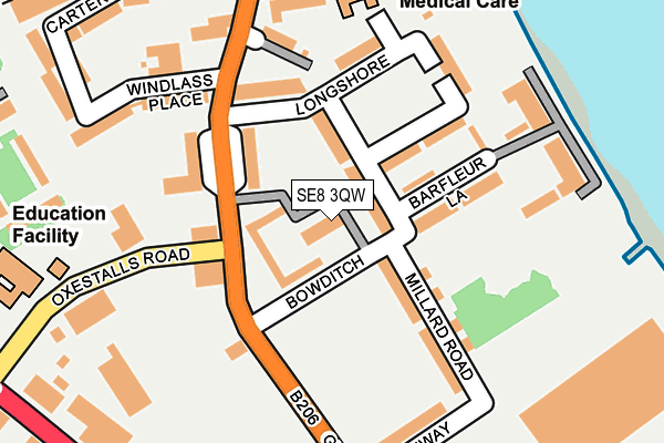 SE8 3QW map - OS OpenMap – Local (Ordnance Survey) SE8 3QW map - OS OpenMap – Local (Ordnance Survey)