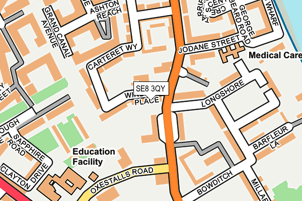 SE8 3QY map - OS OpenMap – Local (Ordnance Survey) SE8 3QY map - OS OpenMap – Local (Ordnance Survey)