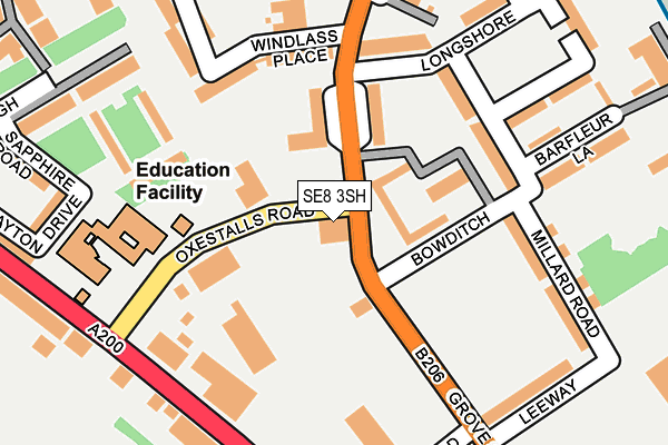 SE8 3SH map - OS OpenMap – Local (Ordnance Survey) SE8 3SH map - OS OpenMap – Local (Ordnance Survey)