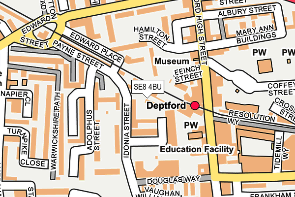 SE8 4BU map - OS OpenMap – Local (Ordnance Survey) SE8 4BU map - OS OpenMap – Local (Ordnance Survey)