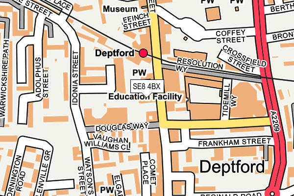 SE8 4BX map - OS OpenMap – Local (Ordnance Survey) SE8 4BX map - OS OpenMap – Local (Ordnance Survey)