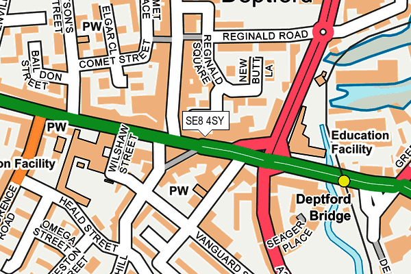 SE8 4SY map - OS OpenMap – Local (Ordnance Survey) SE8 4SY map - OS OpenMap – Local (Ordnance Survey)