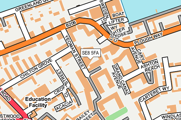 SE8 5FA map - OS OpenMap – Local (Ordnance Survey) SE8 5FA map - OS OpenMap – Local (Ordnance Survey)