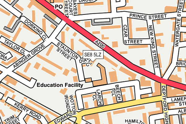 SE8 5LZ map - OS OpenMap – Local (Ordnance Survey)