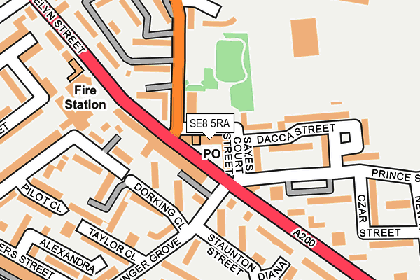 SE8 5RA map - OS OpenMap – Local (Ordnance Survey) SE8 5RA map - OS OpenMap – Local (Ordnance Survey)