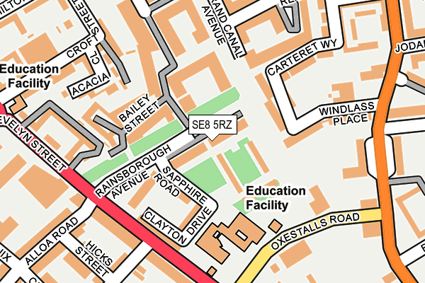 SE8 5RZ map - OS OpenMap – Local (Ordnance Survey) SE8 5RZ map - OS OpenMap – Local (Ordnance Survey)