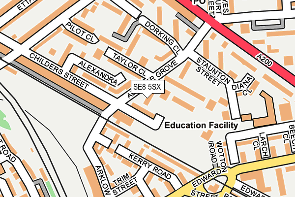 SE8 5SX map - OS OpenMap – Local (Ordnance Survey) SE8 5SX map - OS OpenMap – Local (Ordnance Survey)