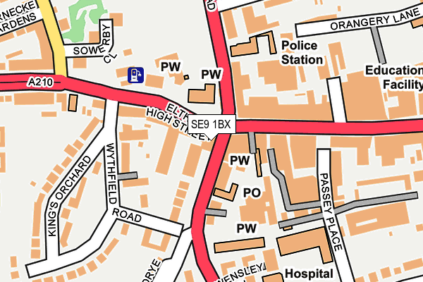 SE9 1BX map - OS OpenMap – Local (Ordnance Survey) SE9 1BX map - OS OpenMap – Local (Ordnance Survey)