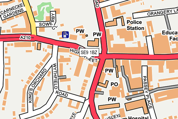 SE9 1BZ map - OS OpenMap – Local (Ordnance Survey) SE9 1BZ map - OS OpenMap – Local (Ordnance Survey)