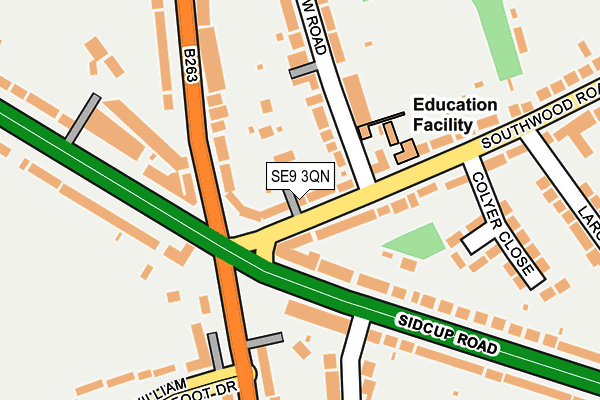 SE9 3QN map - OS OpenMap – Local (Ordnance Survey) SE9 3QN map - OS OpenMap – Local (Ordnance Survey)