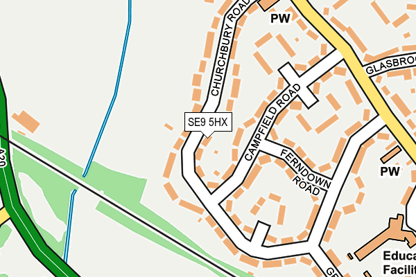 SE9 5HX map - OS OpenMap – Local (Ordnance Survey) SE9 5HX map - OS OpenMap – Local (Ordnance Survey)