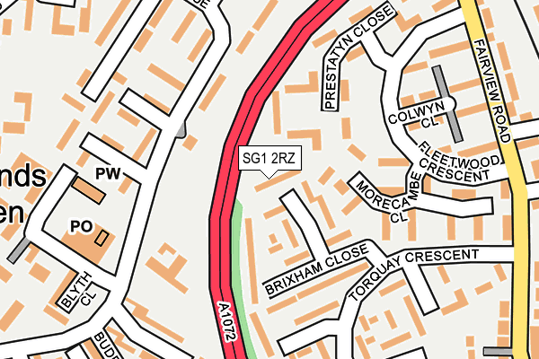 SG1 2RZ map - OS OpenMap – Local (Ordnance Survey)