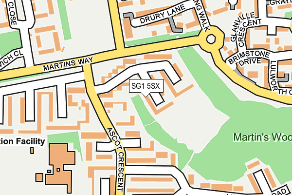 SG1 5SX map - OS OpenMap – Local (Ordnance Survey) SG1 5SX map - OS OpenMap – Local (Ordnance Survey)